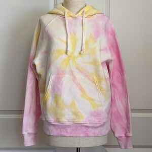 Reformation Tanner Hooded Pullover Kangaroo Pocket Creamsicle Tie Dye S/M NWT